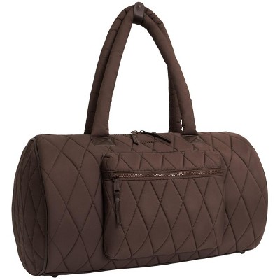 Max Studio 20 Inch Large Nylon Diamond Quilted Roll Duffle Bag