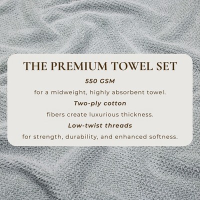 Light Grey Cotton Textured Washcloth Set (Pack of 12)