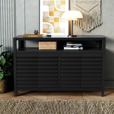 GlasFlength Decorative Storage Cabinets, Stylish and Functional Storage for Every Room, Bedroom, Living Room, Kitchen, Black,47.8”*14”*31.9"