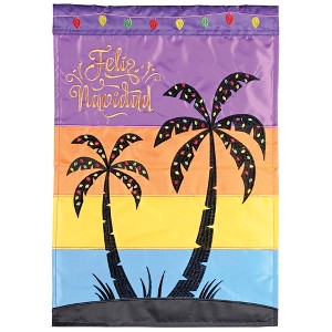 Dicksons Magnolia Garden Outdoor Flag Decoration For Garden, Yard, Or Walkway Standard 13 x 18, Weather Resistant Polyester, Palm Tree Feliz Navidad - 1 of 1