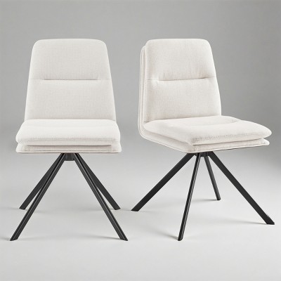 Art Leon Modern Fabric 360 Degrees Swivel Armless Office Chairs with Metal Legs, Set of 2