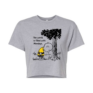 Women's - Peanuts - World Filled With Mondays Cropped Graphic T-Shirt - 1 of 4