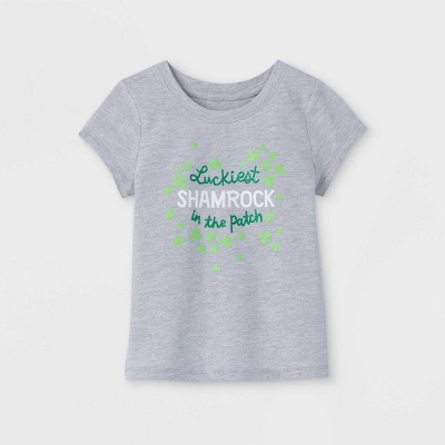 Toddler Girls' 'Luckiest Shamrock' Short Sleeve Graphic T-Shirt - Cat & Jack™ Gray