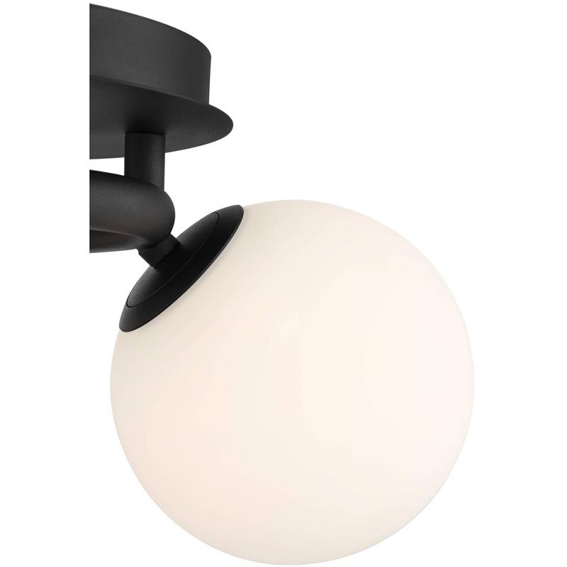 Possini Euro Design Jevan Modern Industrial Ceiling Light Semi Flush Mount Fixture 18" Wide Black 3-Light LED Globe White Glass for Bedroom Kitchen, 3 of 8