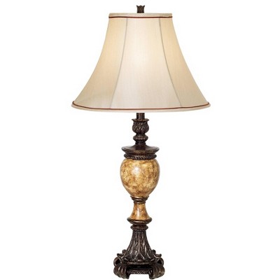 Kathy Ireland Traditional Table Lamp 31 1/2" Tall Antique Bronze Faux Marble Beige Shade for Living Room Bedroom House Bedside