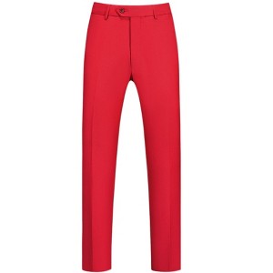 Lars Amadeus Men's Solid Business Button Closure Flat Front Formal Trousers - 1 of 4
