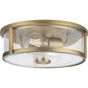 Progress Lighting Gilliam 2-Light Flush Mount, Vintage Brass, Clear Curved Glass - 1 of 1