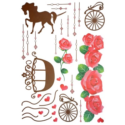 Slickblue Romantic Carriage Wall Art Decals – Waterproof Vinyl Stickers for Elegant Home Decoration 19.7" x 27.6"