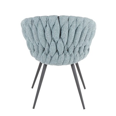 Blue Faux Leather and Metal Contemporary Accent Chair