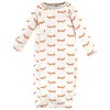 Touched by Nature Baby Boy Organic Cotton Zipper Long-Sleeve Gowns 3pk, Orange Fox - 4 of 4