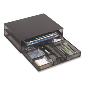 Multi-Tier Monitor Stand with 25-Piece Office Supplies Starter Pack, 15.75" x 11.75" x 4.5", Black, Supports 30 lb - 1 of 1