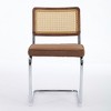 PAGED Dining Chairs Set of 2 Modern Living Room Chair with Rattan Back and Stainless Chrome Base, Velvet Accent Chair for Dining Room, Kitchen - 4 of 4