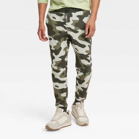 Men's Camo Print Cotton Fleece Joggers - All In Motion™ Olive