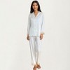 Anna-Kaci Lounge Women's 2-Piece Set Satin Button Front Pajama Top with Lace Trim Sleeves and Matching Elastic Waist Pants - 3 of 4