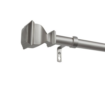 Photo 1 of 84-160 Napoleon Patio Window Curtain Rod with Square Finial Set Matte Silver - Exclusive Home