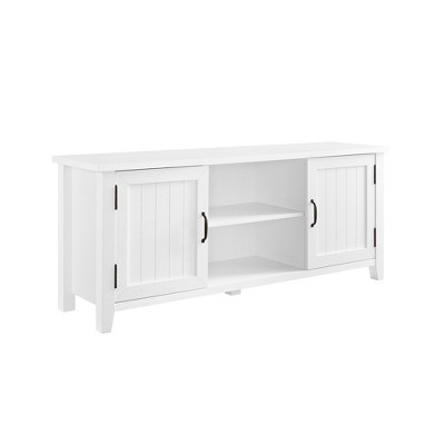 58" MDF Grooved-Door Classic TV Stand with Adjustable Shelves and Cord Management for Living Room and Bedroom