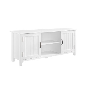 58" MDF Grooved-Door Classic TV Stand with Adjustable Shelves and Cord Management for Living Room and Bedroom - 1 of 4