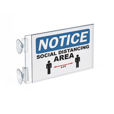 Clear Acrylic Two-Sided Sign Holder with Suction Cups