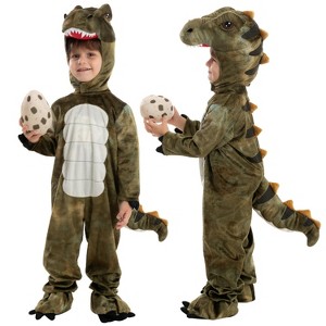 Joyfy Halloween Realistic T-rex Costume Outfit Dinosaur Jumpsuit with Egg for Kids Toddler Dress-up Party - 1 of 4