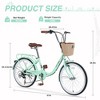CAVINAS 22 Inch Steel City Bike with Basket,Girls Bicycle with Shimano 7-speed Shifter and Derailleur for Garden & Outdoor,Green - 4 of 4