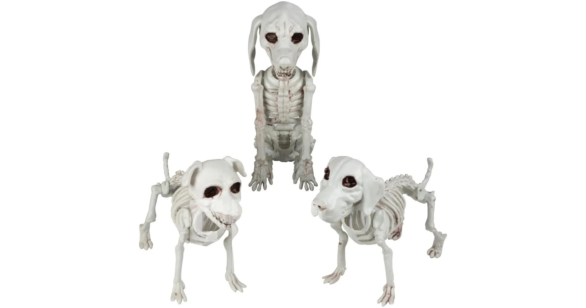 Halloween Dog Skeleton 3 Pack Indoor/Outdoor Decorations-Plastic Animal Bones for Party Table Decor, Haunted Houses- A Trio of Unique Canine Skeletons