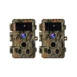 BlazeVideo 2-Pack 24MP 1296P H.264 Outdoor Waterproof Trail, Cameras with Night Vision, Motion Activated, 0.1S Trigger Time for Hunting, Home Security