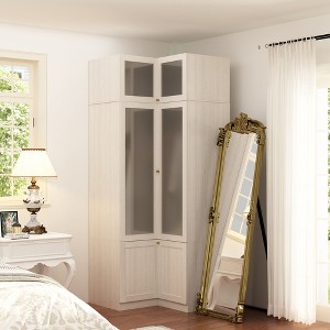 FUFU&GAGA Modern Simple Wardrobe Frosted Glass Door Combination Clothes Storage Cabinet White - 1 of 4
