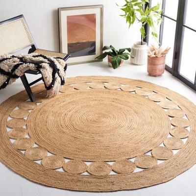 Hand-Knotted Artisan Jute 6'6" Round Area Rug in Black