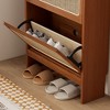 GlasFlength Decorative Storage Cabinets Rattan Shoe Cabinet with 3 Flip Drawers, Hidden Narrow Shoe Cabinet, Brown, 24.88"*7.88"*65" - 4 of 4