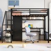 Twin Size Metal Loft Bed with Storage Staircase, Desk and Shelf - 2 of 4
