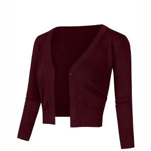Women's Casual Open Front Knit Cropped Bolero Shrug 3/4 Sleeve Cardigan Sweater - 1 of 4