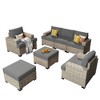 XIZZI All-Weather Rattan Furniture, Sectional Sets w/ Optional Solar Light-Up Coffee Table & Ottoman, Choose 6-9pc Configs in 8 Fade Resistant Colors - 2 of 4