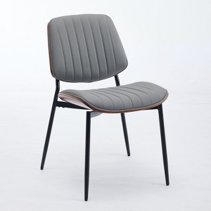 NicBex Set of 2 Mid-Century Upholstered Dining Chairs PU Leather Armless Accent Side Chairs with Metal Legs - 1 of 4