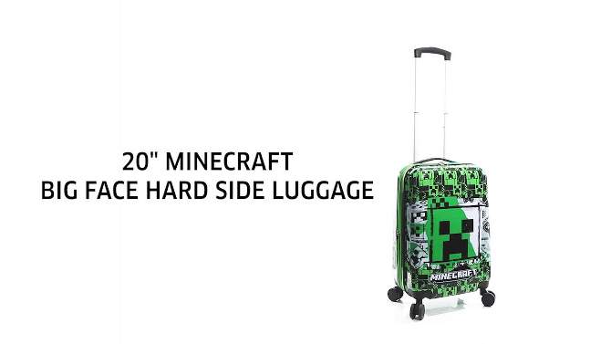Minecraft Creeper 20” Carry-On Luggage With Wheels And Retractable Handle, 2 of 8, play video