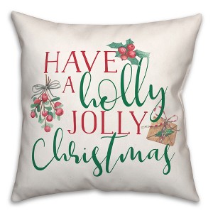 Creative Products Holly Jolly Christmas 18 x 18 Spun Poly Pillow - 1 of 3