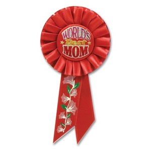 Beistle 3 1/4" x 6 1/2" Worlds Best Mom Rosette 3/Pack RS006 - 1 of 1