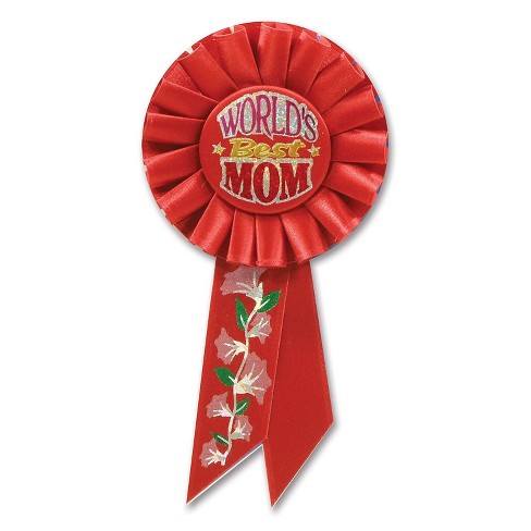 Beistle 3 1/4" x 6 1/2" Worlds Best Mom Rosette 3/Pack RS006 - image 1 of 1