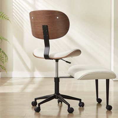 Bestier Ergonomic Criss Cross Chair, PU Leather Swivel Chair with Wheel & Bentwood, Lumbar Support for Yoga Meditation