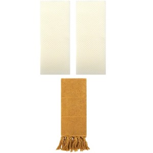 REGALWOVEN 3 Packs Cotton Soft Absorbent Tassels and Waffle Hand Towel - 1 of 4