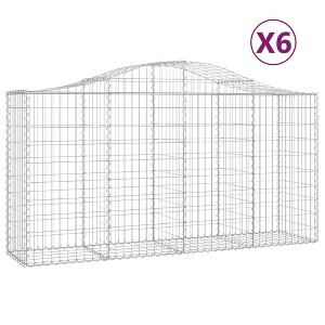 vidaXL Arched Gabion Baskets Set of 6, Made of Galvanized Iron, Versatile Decorative Addition for Gardens, 78.7"x19.7"x39.4"/47.2" - 1 of 4