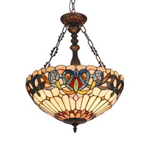 Chloe Lighting Serenity Tiffany-Style 3 Light Victorian Inverted Ceiling Pendant 18`` Shade - 1 of 4
