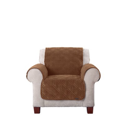 Diamond Stitch Corduroy Chair Furniture Cover Brown - Sure Fit