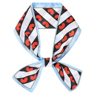 INSPIRE CHIC Women's Heart Contrast Color Striped Skinny Long Hair Ribbon Handbag Handle Wrap Scarves - 1 of 4