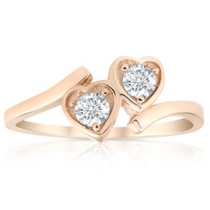 Pompeii3 1/3ct Diamond Solitaire Two Stone Forever Us Heart Shape 14k Rose Gold Ring - 1 of 3