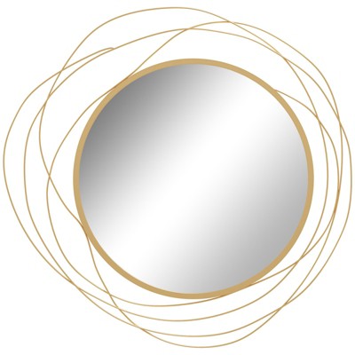SEVOBAL Bathroom Vanity Mirrors Round Metal Frame High Quality Glass Shatter Proof Anti Fog Technology Moisture Resistant, Gold, 25.6"*0.4"*25.6"