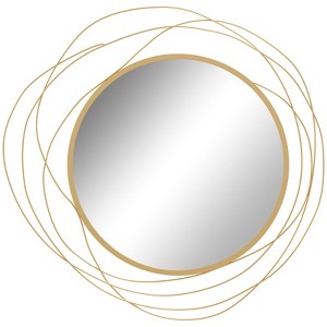 SEVOBAL Bathroom Vanity Mirrors Round Metal Frame High Quality Glass Shatter Proof Anti Fog Technology Moisture Resistant, Gold, 25.6"*0.4"*25.6" - 1 of 4
