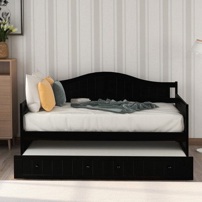 Whisen Modern Style Twin Size Wooden Daybed Sofa Bed with Trundle Bed