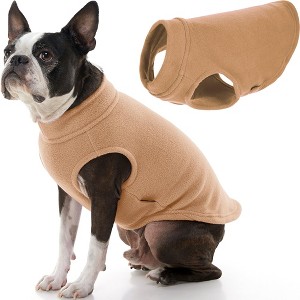Gooby Stretch Fleece Vest, Pullover Fleece Vest Jacket Sweater for Dogs, Sand, Large - 1 of 2