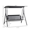 DSVIMOY 3-Person Porch Swing with Stand, Outdoor Swing with Adjustable Tilt Canopy and Comfortable Swing Bench-Style Seat, Black, 67.75"*43.25"*61" - 4 of 4