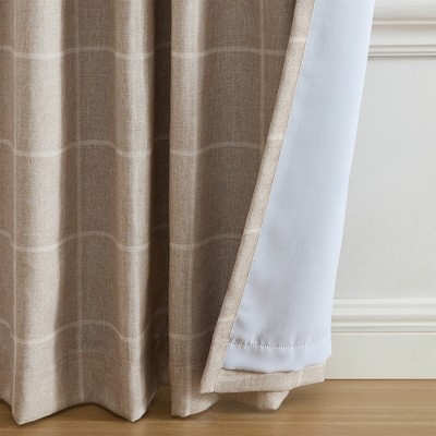 Linen Plaid Blackout Window Curtain Panel 52"x84"